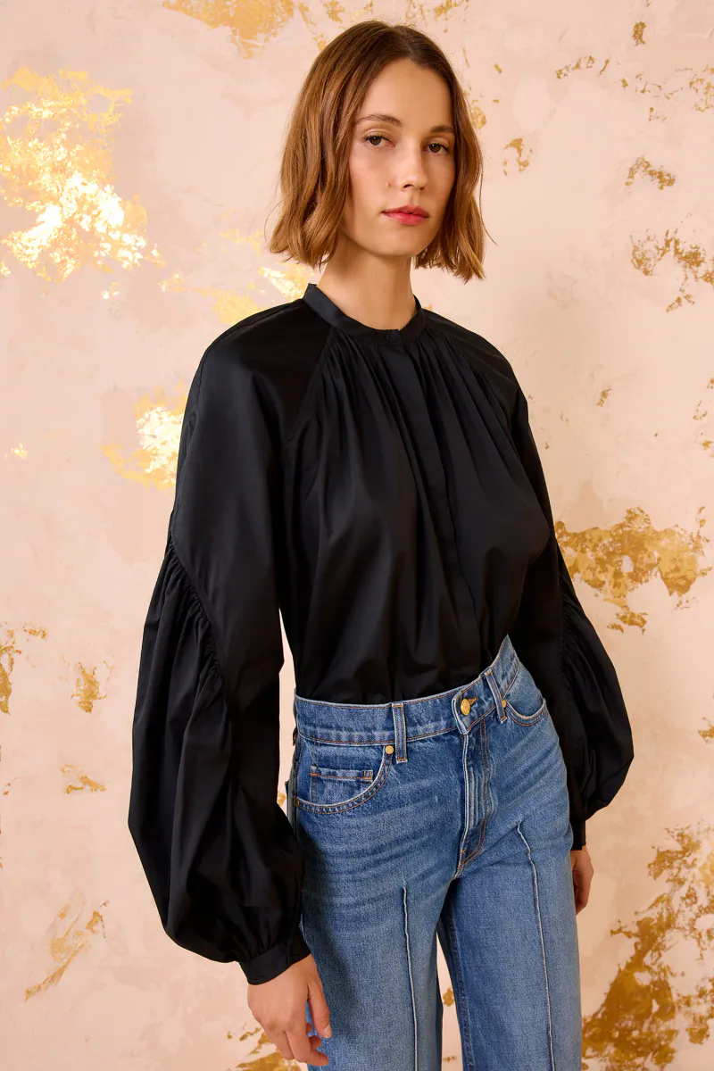 Rowena Long Sleeve Blouse - Noir - Ulla Johnson
