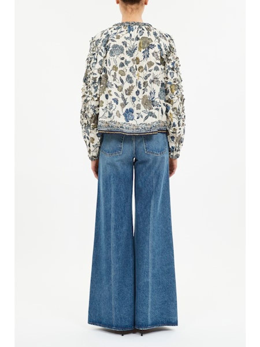 Azrou Cotton Long Sleeve Blouse - porcelain - Ulla Johnson