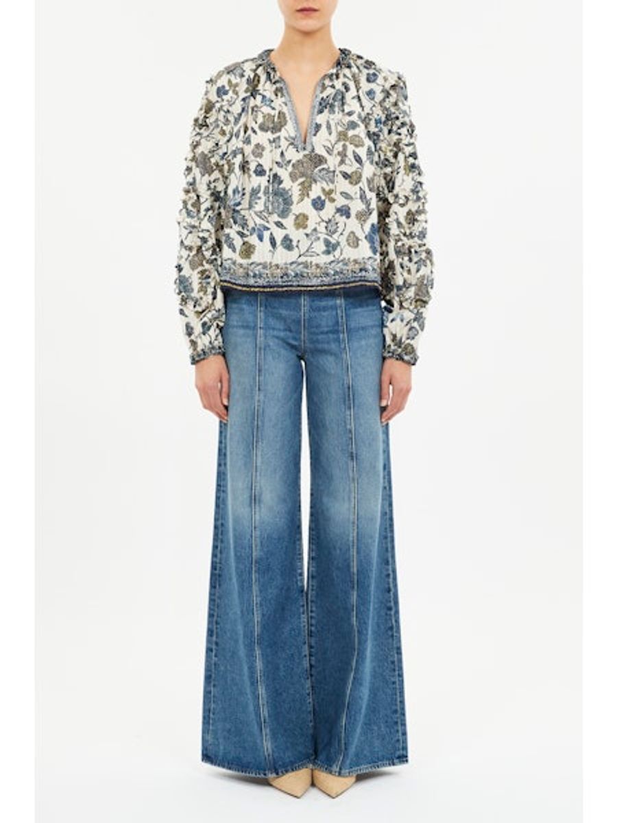 Azrou Cotton Long Sleeve Blouse - porcelain - Ulla Johnson