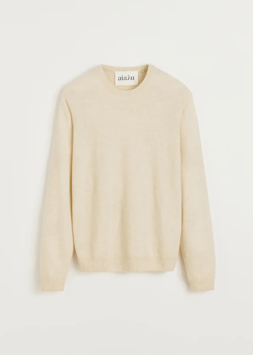  Leonardo sweater – pure cashmere | Pure Ecru Sweater - Aiayu