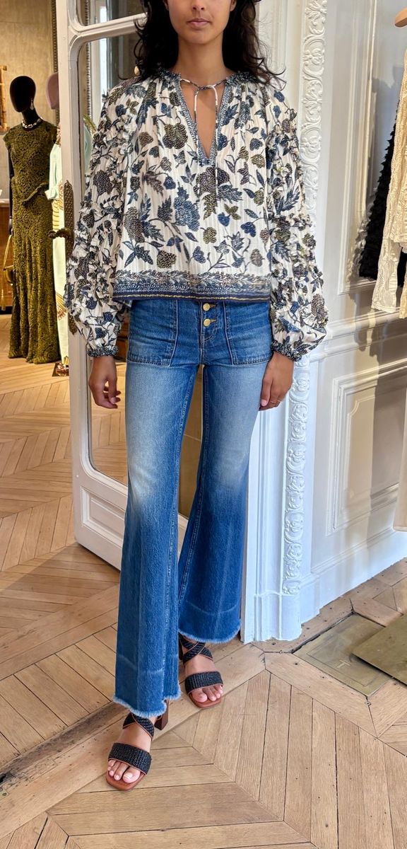 Azrou Cotton Long Sleeve Blouse - porcelain - Ulla Johnson