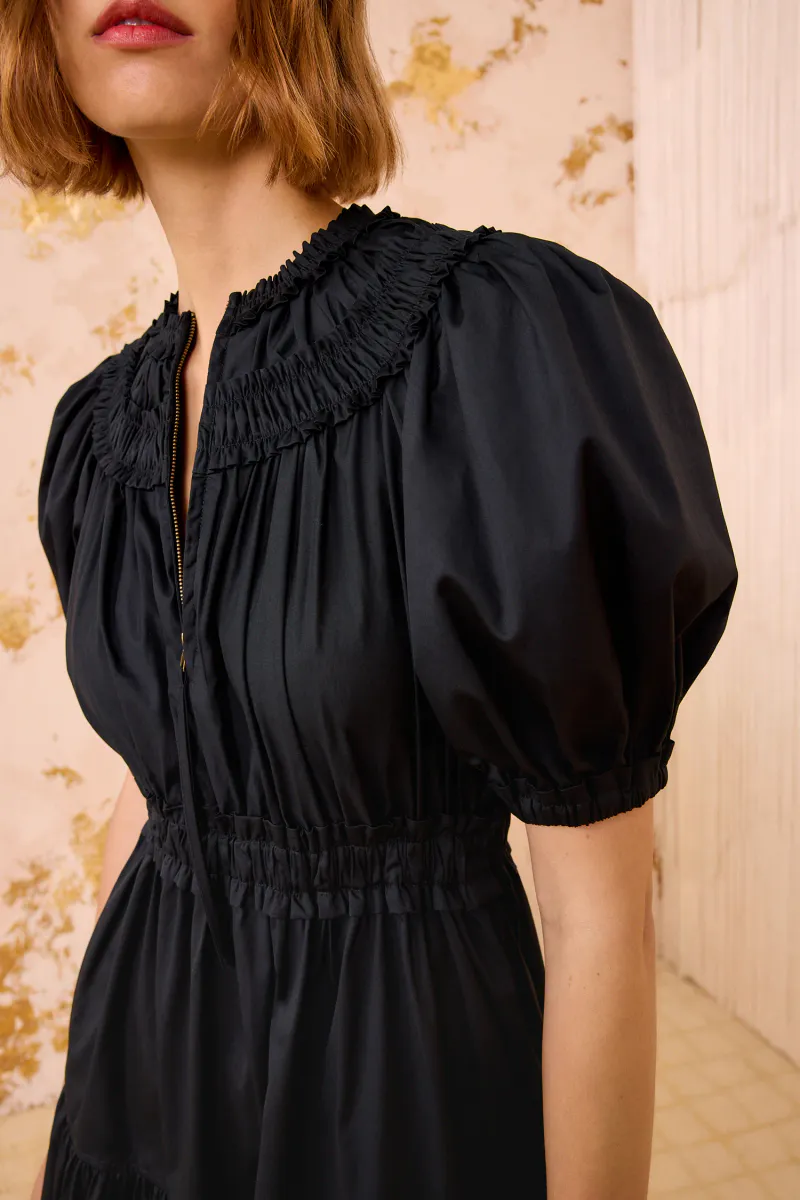 Othella Short Sleeve Midi Dress - Noir - Ulla Johnson