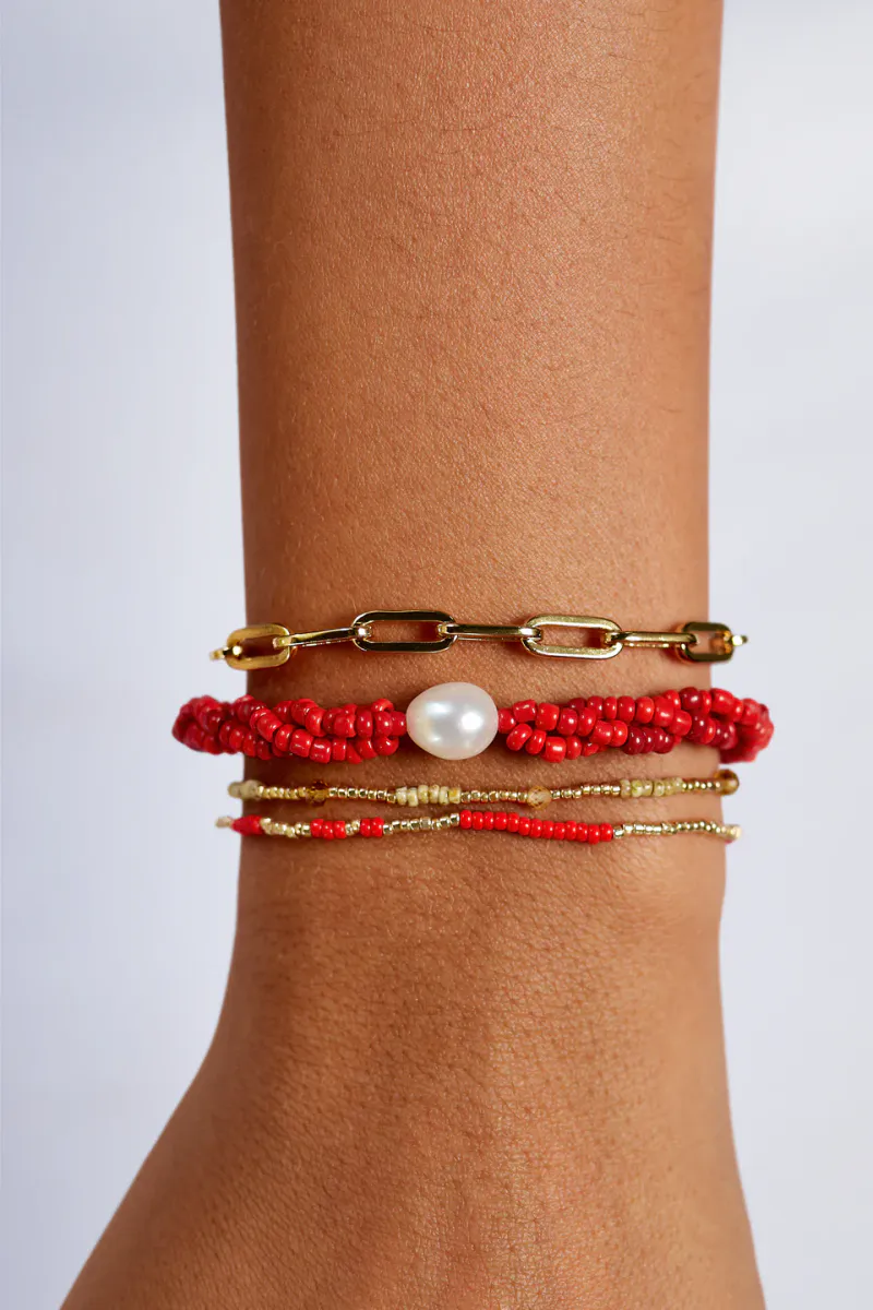 Scarlet Wave Bracelet - Bright red - Anni Lu