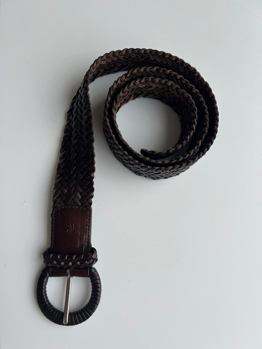 Belte flettet skinn 5 cm  -Mørk brun - 90 cm Dragon Diffusion